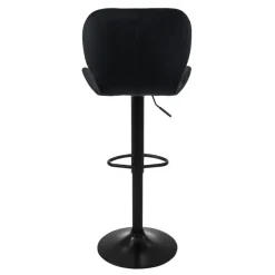 2er Set Barhocker 2x Schwarz Samtbezug mit Rückenlehne und Fußstütze höhenverstellbar 59-79cm ML-Design