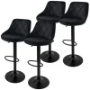 2er Set Barhocker 2x Schwarz Samtbezug mit Rückenlehne und Fußstütze höhenverstellbar 62-82cm ML-Design
