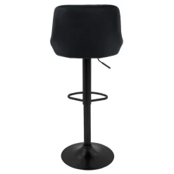 2er Set Barhocker 2x Schwarz Samtbezug mit Rückenlehne und Fußstütze höhenverstellbar 62-82cm ML-Design