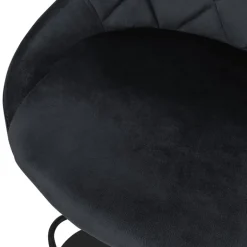 2er Set Barhocker 2x Schwarz Samtbezug mit Rückenlehne und Fußstütze höhenverstellbar 62-82cm ML-Design