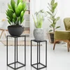 2er Set Blumenständer Schwarz aus pulverbeschichtet Metall ML-Design