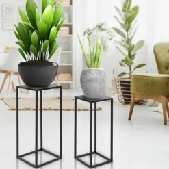 2er Set Blumenständer Schwarz aus pulverbeschichtet Metall ML-Design