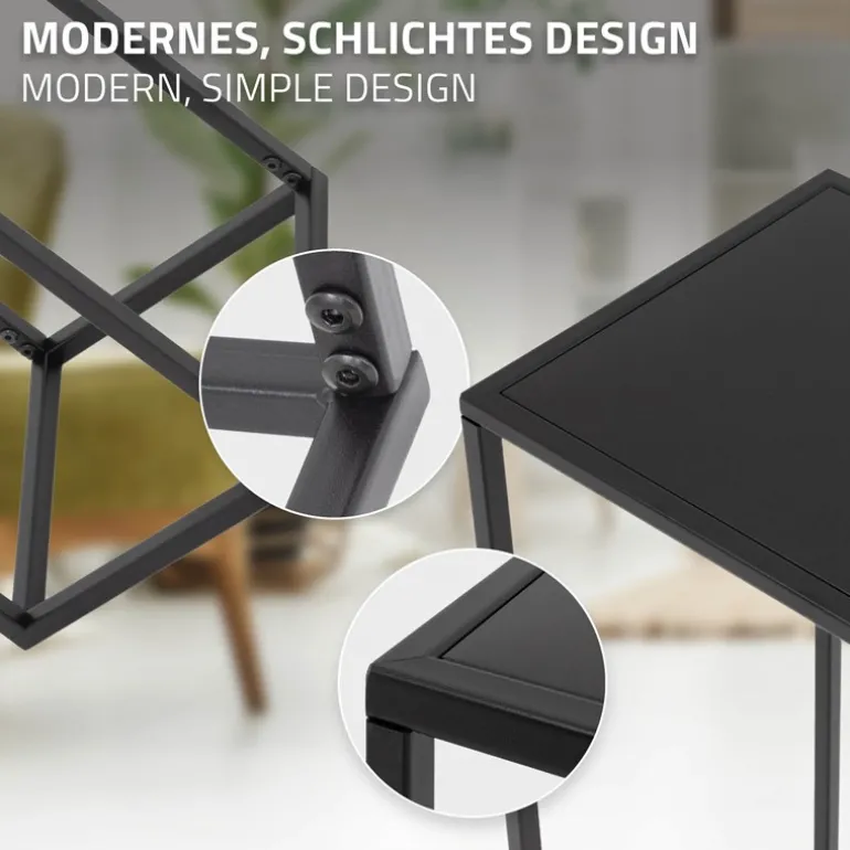 2er Set Blumenständer Schwarz aus pulverbeschichtet Metall ML-Design