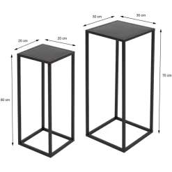 2er Set Blumenständer Schwarz aus pulverbeschichtet Metall ML-Design