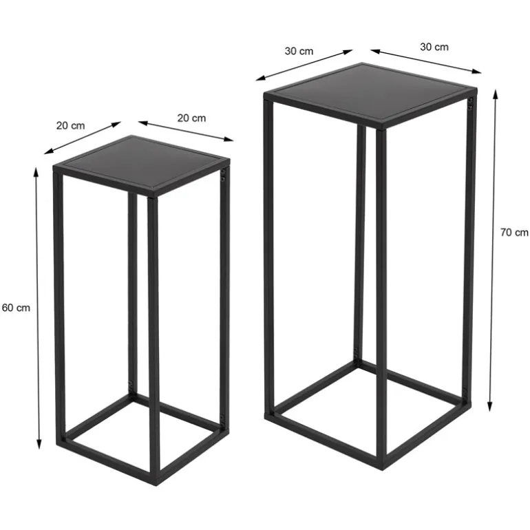 2er Set Blumenständer Schwarz aus pulverbeschichtet Metall ML-Design