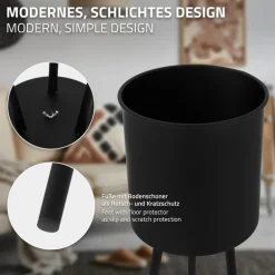 2er Set Blumenständer 22x22,5x66 / 23x26x79 cm Schwarz aus Stahl ML-Design