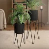 2er Set Blumenständer 27x27x48,5 / 35,5x34x75 cm Schwarz aus Stahl ML-Design