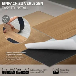 2er Set Deluxe PVC Klebevinylboden für 2,23 m² Eiche Sundance 2 mm dick ML-Design