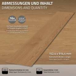 2er Set Deluxe PVC Klebevinylboden für 2,23 m² Eiche Sundance 2 mm dick ML-Design
