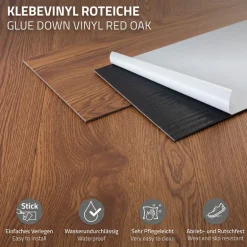 2er Set Deluxe PVC Klebevinylboden für 2,23 m² Roteiche Braun 2 mm dick ML-Design