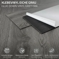 2er Set Deluxe PVC Klebevinylboden für 2,3 m² Eiche Grau 2 mm dick ML-Design