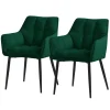 2er Set Esszimmerstuhl Dunkelgrün aus Frotteestoff mit dickem gepolsterter Sitz ML-Design