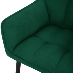 2er Set Esszimmerstuhl Dunkelgrün aus Frotteestoff mit dickem gepolsterter Sitz ML-Design