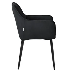 2er Set Esszimmerstuhl Schwarz aus Frotteestoff mit dickem gepolsterter Sitz ML-Design