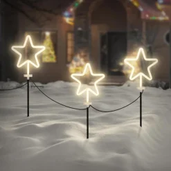 3er Set Gartenstecker Stern 58 cm für Innen & Außen Lichterkette für Weihnachten