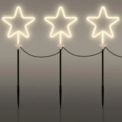 3er Set Gartenstecker Stern 58 cm für Innen & Außen Lichterkette für Weihnachten
