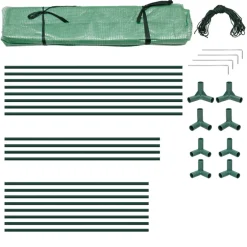 2er Set Gewächshaus mit Gitternetzfolie und Tür 200x79x168 cm Grün