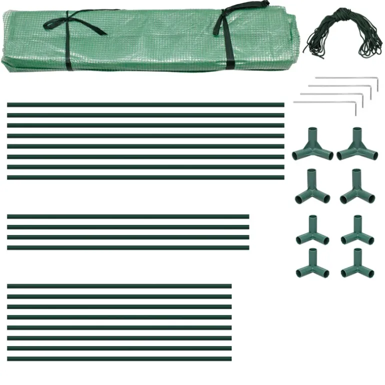 2er Set Gewächshaus mit Gitternetzfolie und Tür 200x79x168 cm Grün