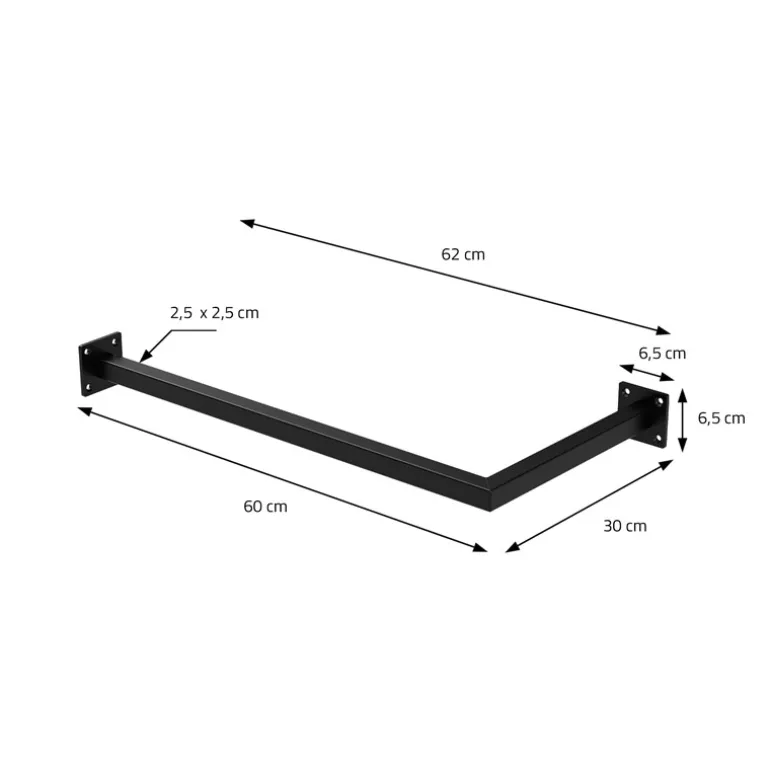 2er Set Kleiderstange Garderobe Wandmontage 30 x 60 cm Schwarz aus Stahl ML-Design