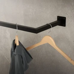 2er Set Kleiderstange Garderobe Wandmontage 30 x 60 cm Schwarz aus Stahl ML-Design