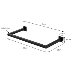 3er Set Kleiderstange Garderobe Wandmontage 30 x 60 cm Schwarz aus Stahl ML-Design