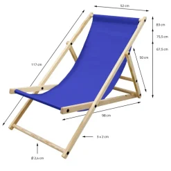 4er Set Liegestuhl klappbar Dunkelblau Holz verstellbare Rückenlehne bis 120 kg Sonnenliege Gartenliege Strandliege