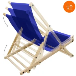 5er Set Liegestuhl klappbar Dunkelblau Holz verstellbare Rückenlehne bis 120 kg Sonnenliege Gartenliege Strandliege