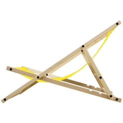 3er Set Liegestuhl klappbar Gelb Holz verstellbare Rückenlehne bis 120 kg Sonnenliege Gartenliege Strandliege