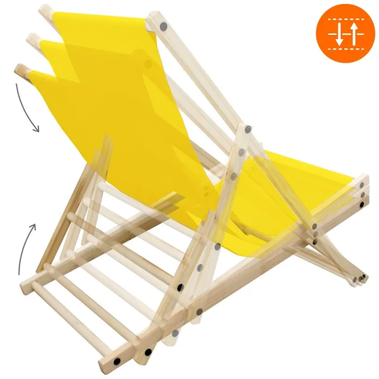 4er Set Liegestuhl klappbar Gelb Holz verstellbare Rückenlehne bis 120 kg Sonnenliege Gartenliege Strandliege