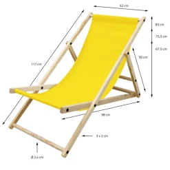 5er Set Liegestuhl klappbar Gelb Holz verstellbare Rückenlehne bis 120 kg Sonnenliege Gartenliege Strandliege