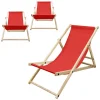 3er Set Liegestuhl klappbar Rot Holz verstellbare Rückenlehne bis 120 kg Sonnenliege Gartenliege Strandliege