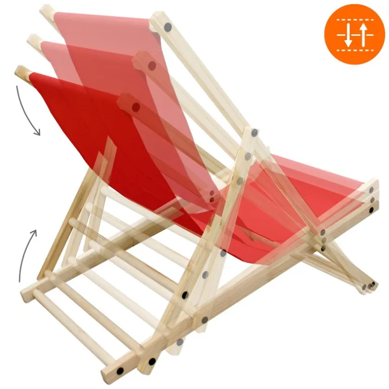 3er Set Liegestuhl klappbar Rot Holz verstellbare Rückenlehne bis 120 kg Sonnenliege Gartenliege Strandliege