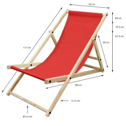 5er Set Liegestuhl klappbar Rot Holz verstellbare Rückenlehne bis 120 kg Sonnenliege Gartenliege Strandliege