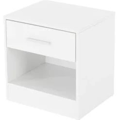 2er Set Nachttisch mit Schublade und offenem Fach 36.5x38.5x30 cm Weiß aus Holz ML-Design