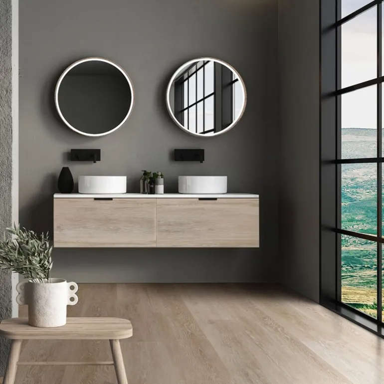 2er Set PVC Vinylboden Bodenbelag 7 Dielen 4,2mm für 1,54m² mit Klick-System Eiche Afterglow ML-Design