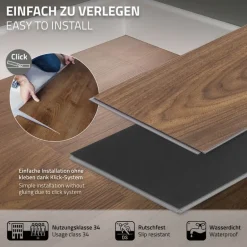 2er Set PVC Vinylboden Bodenbelag 7 Dielen 4,2mm für 1,54m² mit Klick-System Eiche Outtrigger ML-Design