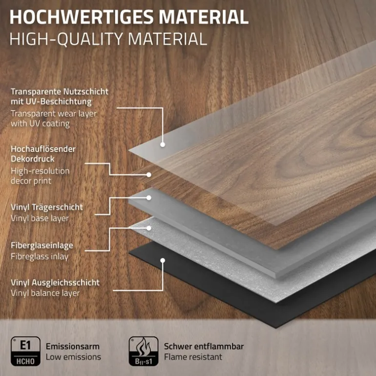 3er Set PVC Vinylboden Bodenbelag 7 Dielen 4,2mm für 1,54m² mit Klick-System Eiche Outtrigger ML-Design