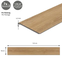3er Set PVC Vinylboden Bodenbelag 7 Dielen 4,2mm für 1,54m² mit Klick-System Eiche Sandbar ML-Design