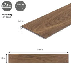 4er Set PVC Vinylboden Bodenbelag 7 Dielen 4,2mm für 1,54m² mit Klick-System Eiche Outtrigger ML-Design