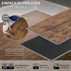 5er Set PVC Vinylboden Bodenbelag 7 Dielen 4,2mm für 1,54m² mit Klick-System Akazie ML-Design