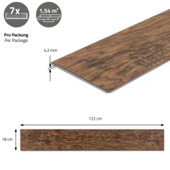 5er Set PVC Vinylboden Bodenbelag 7 Dielen 4,2mm für 1,54m² mit Klick-System Akazie ML-Design