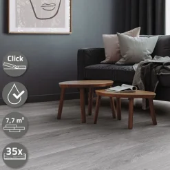 5er Set PVC Vinylboden Bodenbelag 7 Dielen 4,2mm für 1,54m² mit Klick-System Eiche Windswell Hickory ML-Design