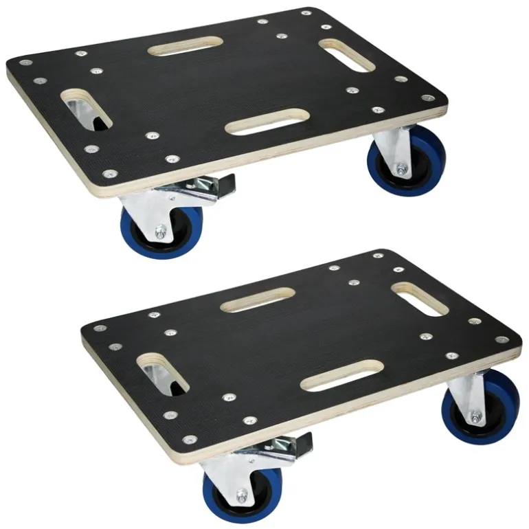 2er Set Rollbrett Möbelroller 35 x 50 cm aus Multiplex mit Feststellbremsen Traglast 800 kg