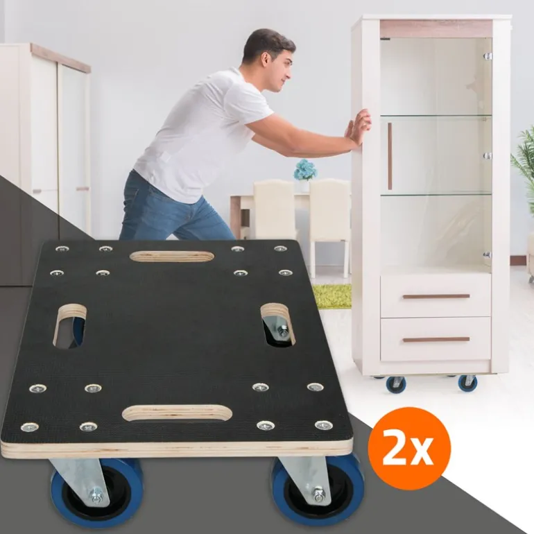 2er Set Rollbrett Möbelroller 35 x 50 cm aus Multiplex Tragkraft 800 kg
