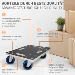 2er Set Rollbrett Möbelroller 35 x 50 cm aus Multiplex Tragkraft 800 kg