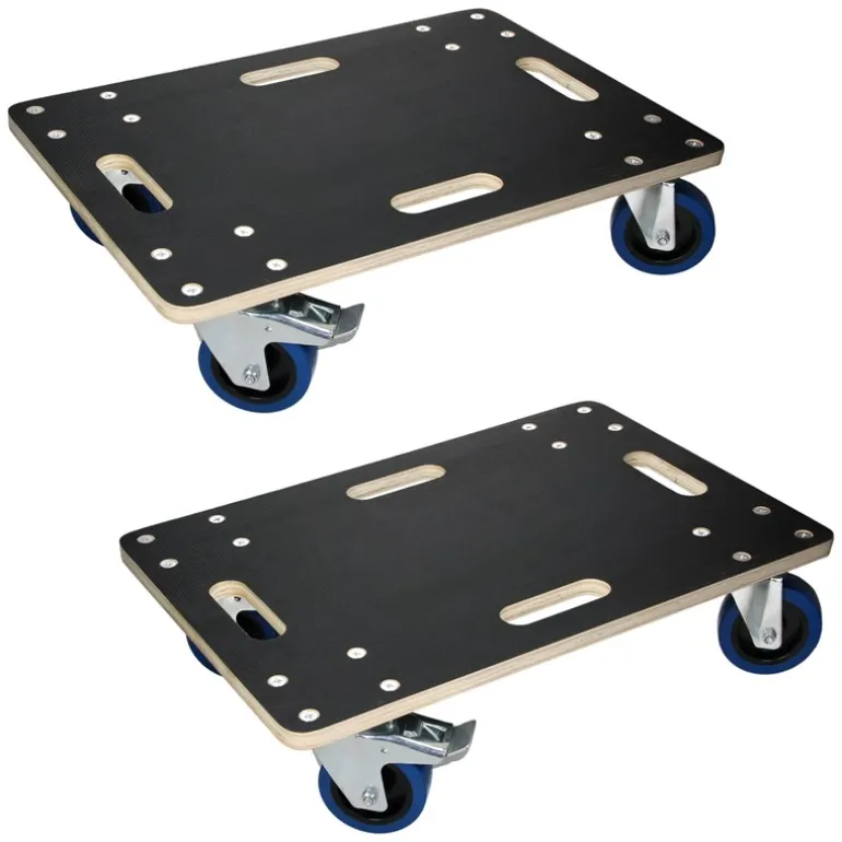 2er Set Rollbrett Möbelroller 40 x 60 cm aus Multiplex mit Feststellbremsen Tragkraft 800 kg