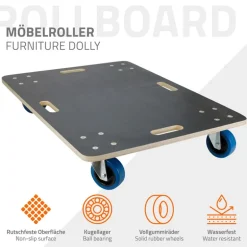 2er Set Rollbrett Möbelroller 60 x 80 cm aus Multiplex Traglast 800 kg