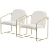 2er Set Sessel Beige mit goldenem Stahlgestell Relaxsessel mit Arm-& Rückenlehne ML-Design