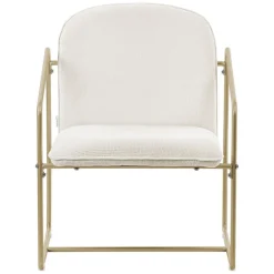 2er Set Sessel Beige mit goldenem Stahlgestell Relaxsessel mit Arm-& Rückenlehne ML-Design