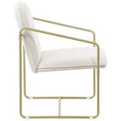 2er Set Sessel Beige mit goldenem Stahlgestell Relaxsessel mit Arm-& Rückenlehne ML-Design